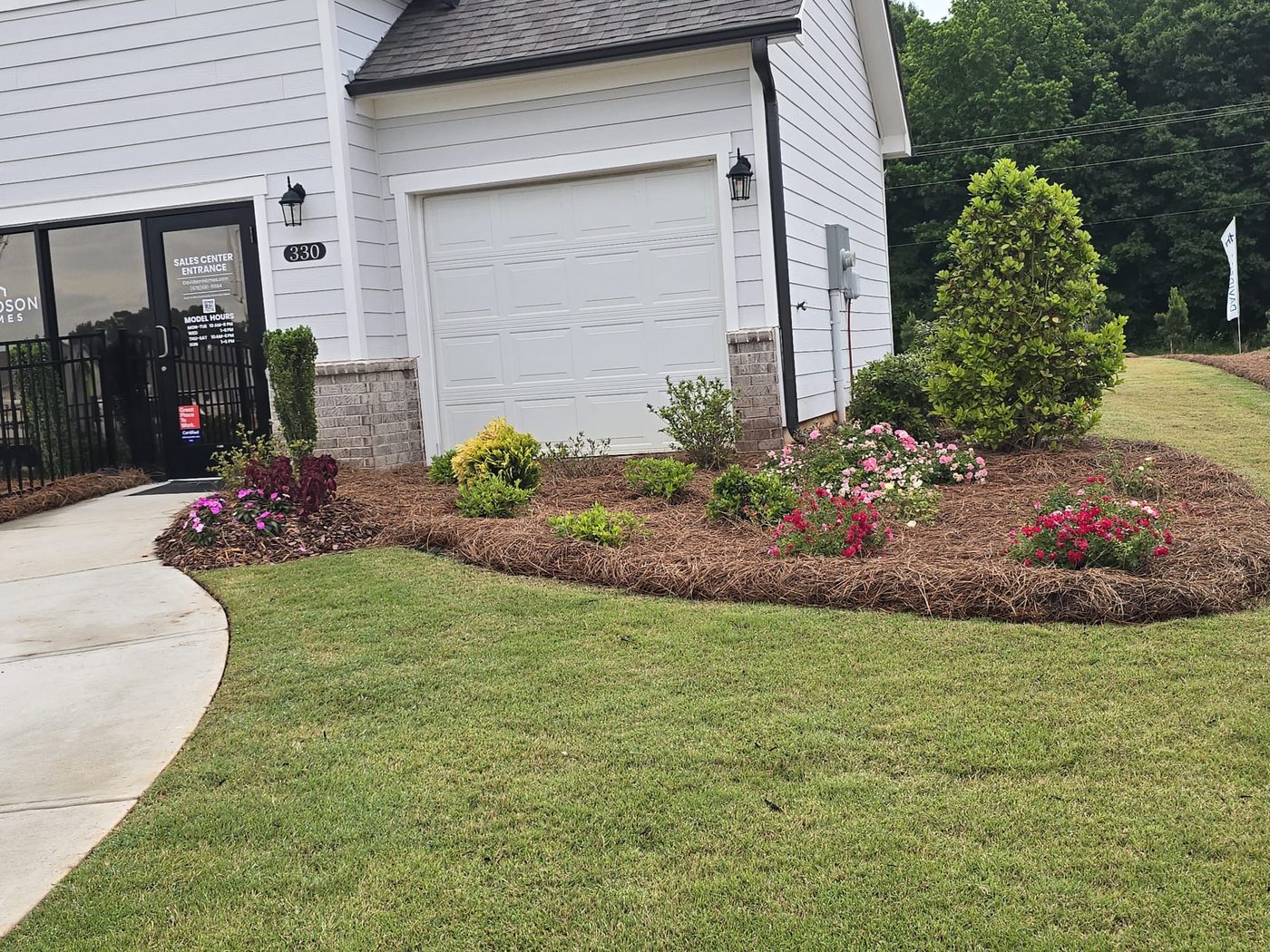 Roses and flower bed landscaping